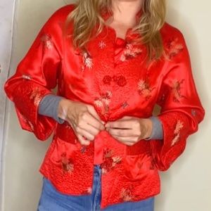 Red ‘Silk’ Quilted Blazer Medium